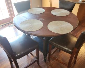 Gathering height dining table and 4 chairs