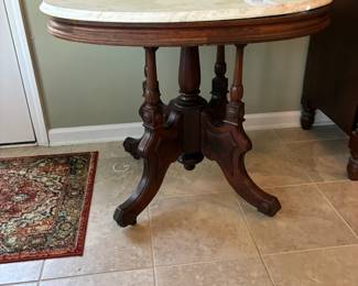 Available for presale- Eastlake table with marble top (as is)