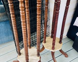 Marching marble top plant stands. 