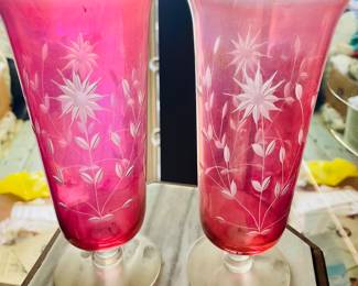 Vintage Cranberry Glass Vases