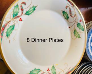 Eight Lenox Dinner Plates