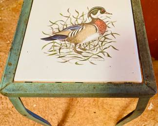 Vintage Cermaic Tile Duck Small Table or Stand