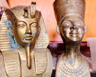 Vintage brass Egyptian Busts