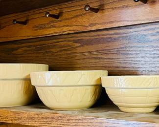 Antique Stoneware Five Piece Mixing Bowl Set