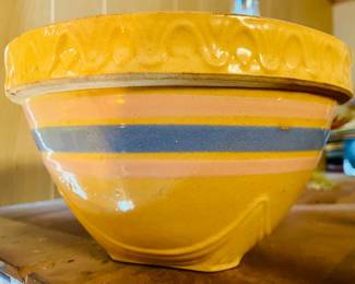 Double Pink and SIngle Blue Antique Stoneware Mixing Bowl