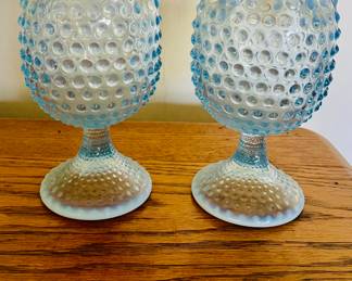 Pair of Fenton, Blue Hobnail Vases