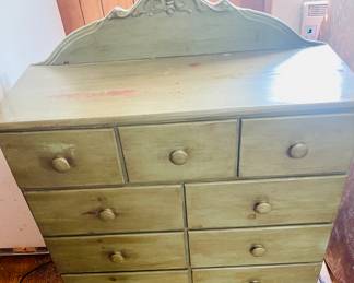 Antiqued green small dresser 