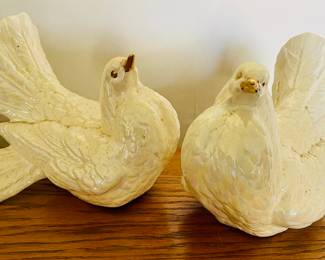 Vintage Pair of White Doves, Large
