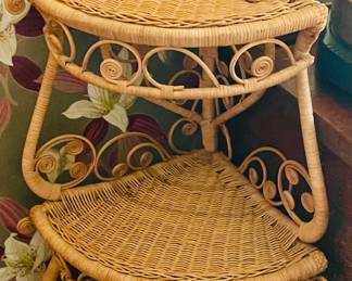 Vintage Rattan Corner Shelf