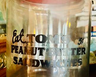 Vintage Tom's Peanut Butter Sandwiches Store Counter Jar