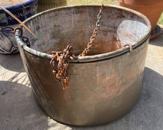 large copper hanging planter $100