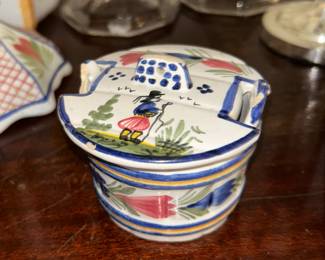 Vintage 1940's HB Quimper Covered Butter Server