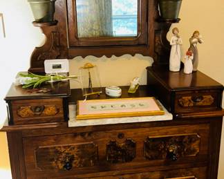 Antique Eastlake Style Chest of Drawers with marble insert