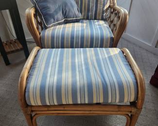 Rattan chair and ottoman 