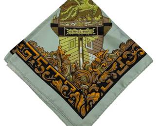 Hermès Silk Scarf with Architectural Motif