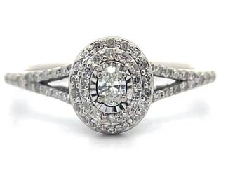 0.25 Carat Natural Diamond Double Halo Split Shank Ring in White Gold