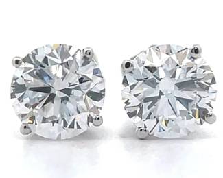 2 Carat Diamond Solitaire Stud Earrings in 14k White Gold