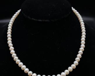 Classic White Cultured Pearl Single Strand Necklace