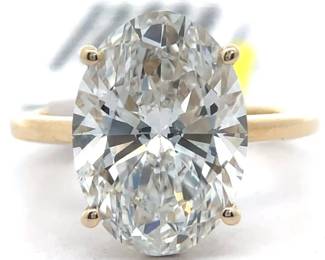 NEW! 6.08 Carat Diamond Oval Cut Solitaire Ring in 14k Yellow Gold