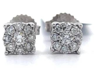 NEW! 0.50 Carat Diamond Round Cluster Stud Earrings