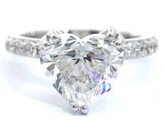 NEW! 5.25 Carat Diamond Heart Pavé Ring in 14k White Gold
