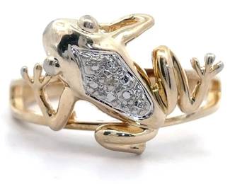 Adorable Frog Split Shank Two-Tone Ring