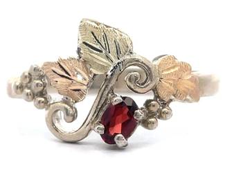 Oval Garnet Black Hills Gold Tri-Color Ring