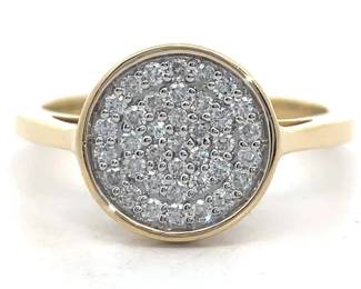 0.25 Carat Natural Diamond Round Pavé Ring in 14k Yellow Gold