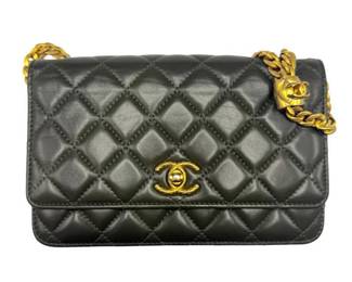Chanel Dark Olive Green Quilted Lambskin Classic Wallet on Chain with Gold Hardware