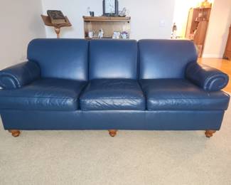 Navy leather Ethan Allen sofa