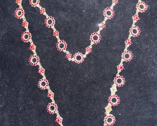 Vintage Bohemian garnet necklace and bracelet