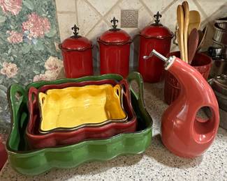 Canister Set; Nesting Casserole Dishes; Oil Bottle
