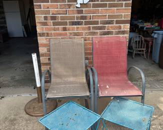 Lawn Chairs; Metal Small Patio Tables; Umbrella Stand