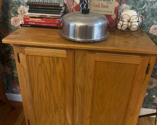 Storage Cabinet; Cookbooks; Cake Plate