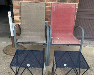 Patio Chairs; Metal Patio Side Tables; Umbrella Stand