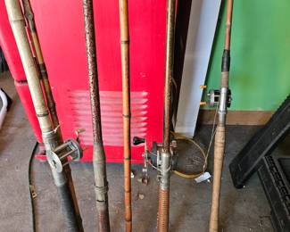 Antique bamboo cane fishing poles