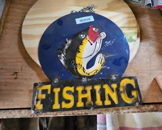 Die-cut fishing sign