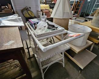 Wicker serving cart