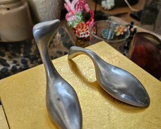 Aluminum duck figures signed Hoselton