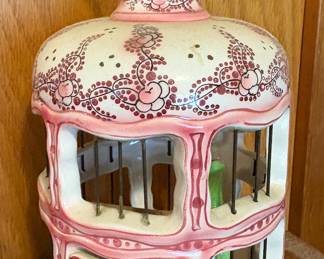 Antique French ceramic bird cage