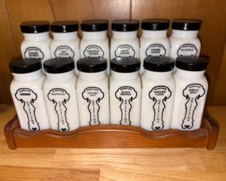 Griffith's Spice Jars, 1930s milk glass