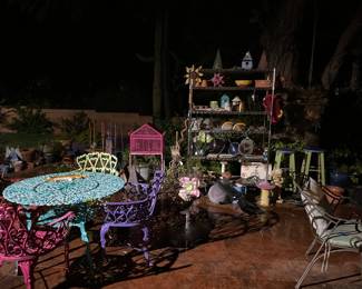 Garden art, furniture, plants, pots, pottery