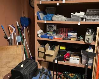 Luggage, organization, cleaning supplies, painting supplies