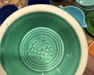 Fiesta Ware Green Bowl – Marked “Fiesta Made in USA,” classic collectible pottery piece.