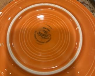 Fiesta Ware Orange Plate – Marked “HLC Fiesta Made in USA,” classic collectible ceramic dinnerware.