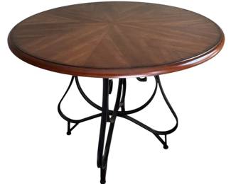 Wood Top Metal Pedestal 45in Dining Table