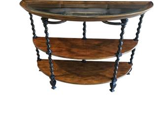Barley Twist Demilune Console Table with Beveled Glass Top