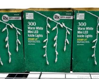 6 Boxes Home Accents Holiday 300 Warm White Mini LED Icicle Lights
