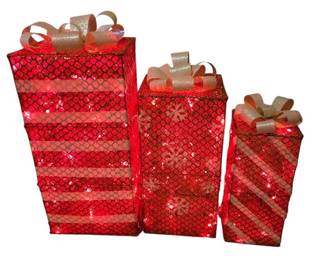 3 Lighted Christmas Presents Lawn Decor