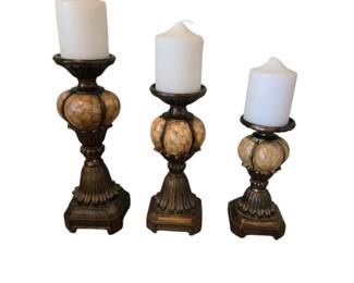 Set of 3 Rustic Tuscan Look Candle Holders